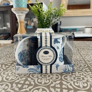 Portmeirion Botanic Blue Floral Coffee Mug and Coaster Set NEW Rare Spring Theme